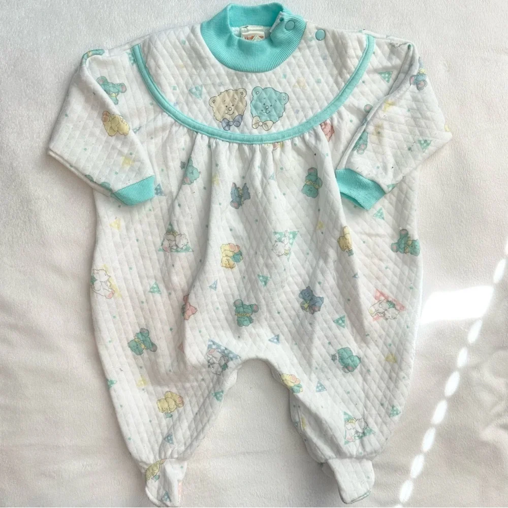 Vintage Health-Tex Colorful Bears Bubble Bodysuit Footie Pajama Baby L 9-12M